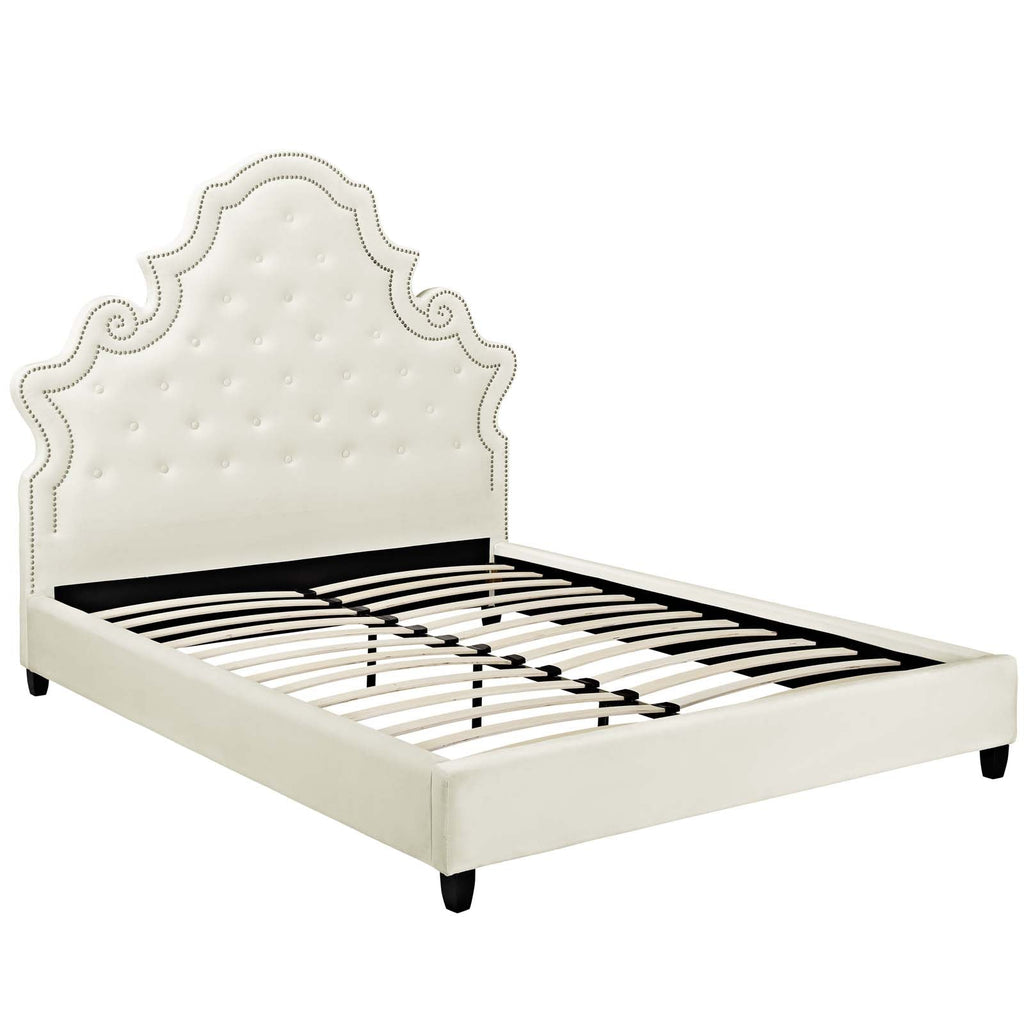 Valentina Tufted Nailhead Performance Velvet Queen Platform Bed by Modway