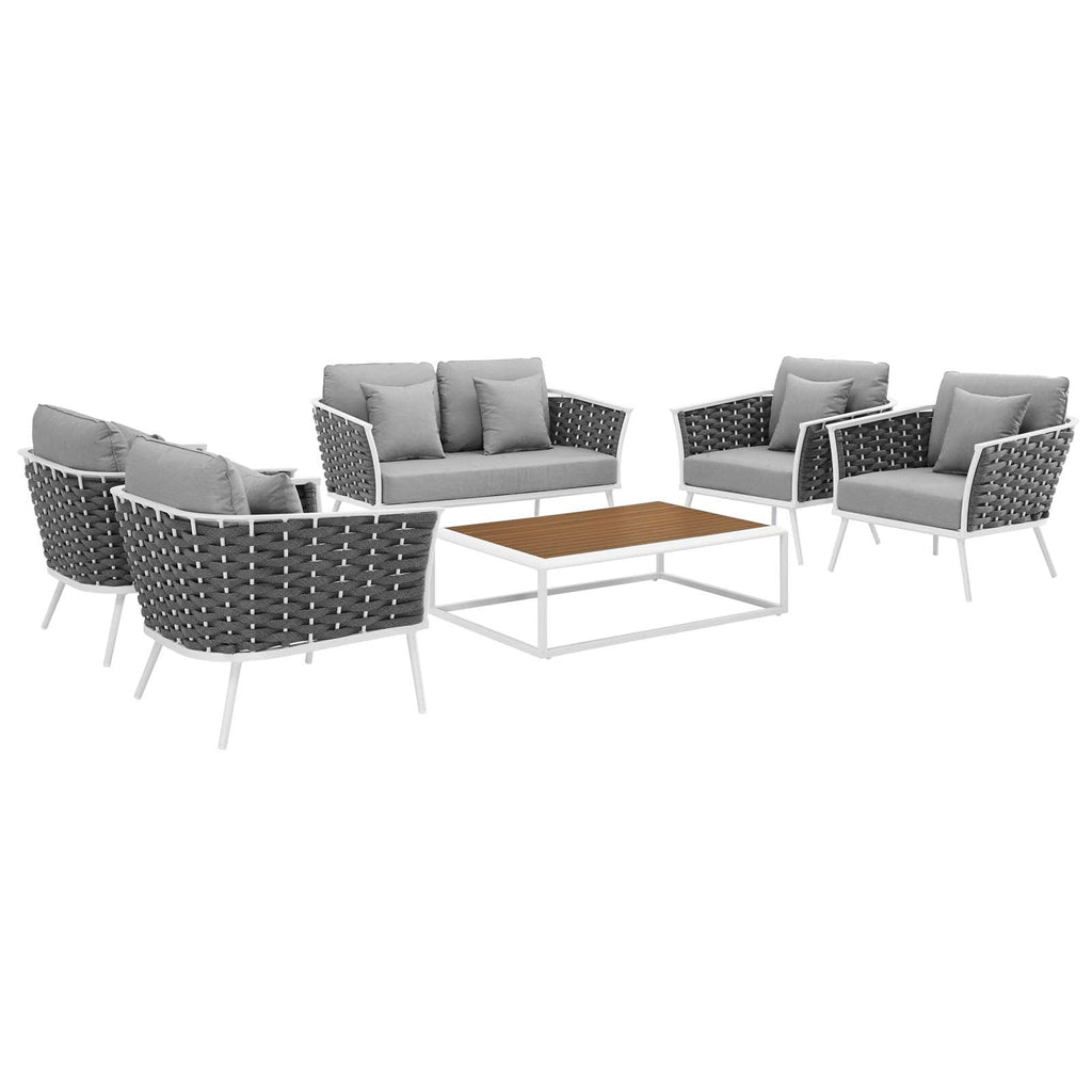 Stance 6 Piece Outdoor Patio Aluminum Sectional Sofa Set by Modway