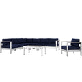 Shore 7 Piece Outdoor Patio Aluminum Sectional Sofa Set by Modway