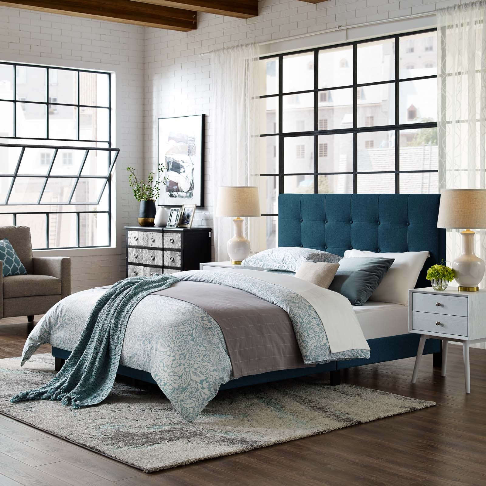 Melanie Tufted Button Upholstered Fabric Queen Platform Bed by Modway