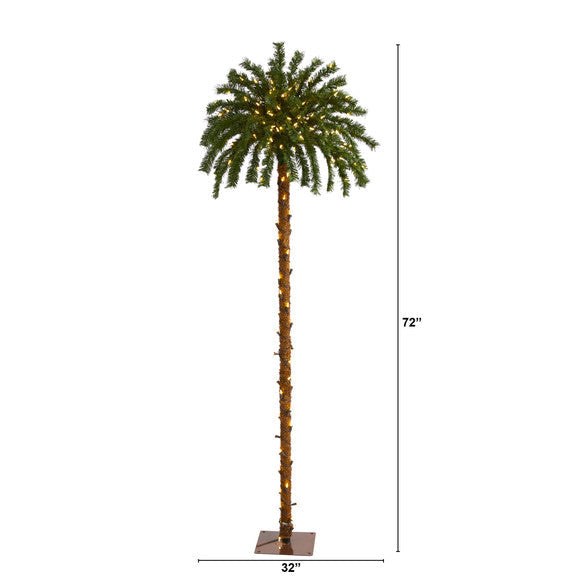 6' Christmas Palm Artificial Tree with 200 Warm White LED Lights