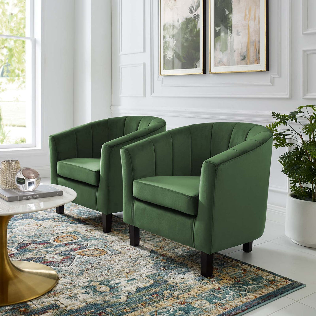 Prospect Channel Tufted Performance Velvet Armchair Set of 2 by Modway