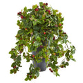 29"  Raspberry Artificial Plant in Gray Planter