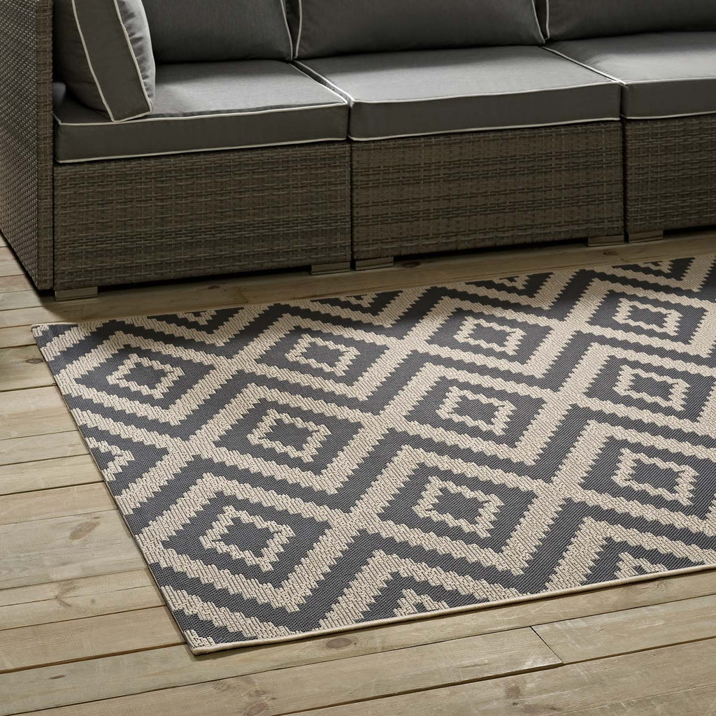 Jagged Geometric Diamond Trellis Indoor and Outdoor 5x8 Area Rug by Modway