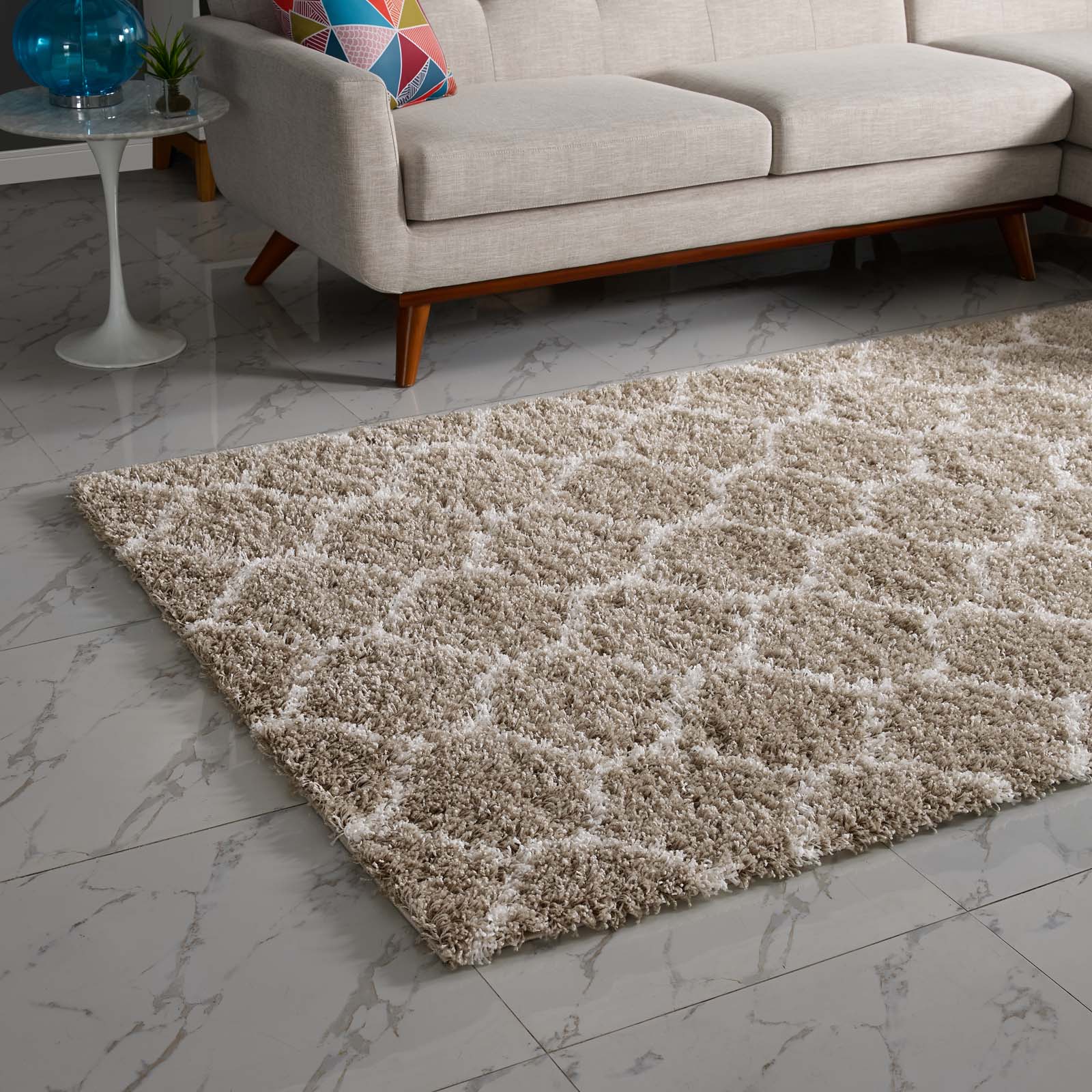 Solvea Moroccan Trellis 5x8 Shag Area Rug by Modway