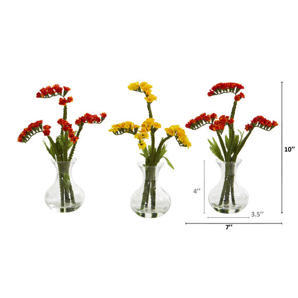 10" Baby Breath Artificial Arrangement in Vase (Set of 3)