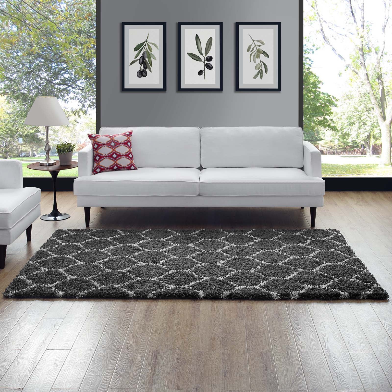 Solvea Moroccan Trellis 5x8 Shag Area Rug by Modway
