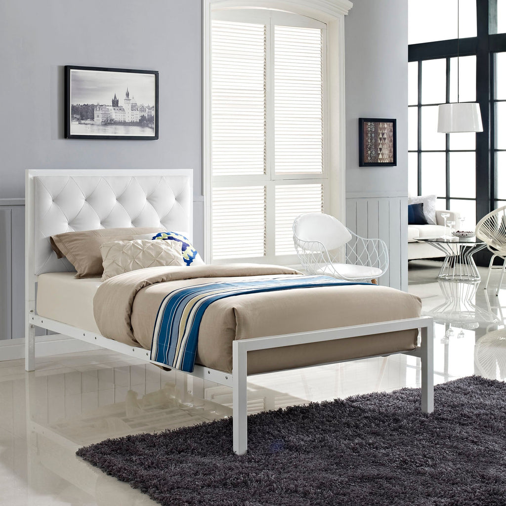 Mia Vinyl Twin Bed by Modway