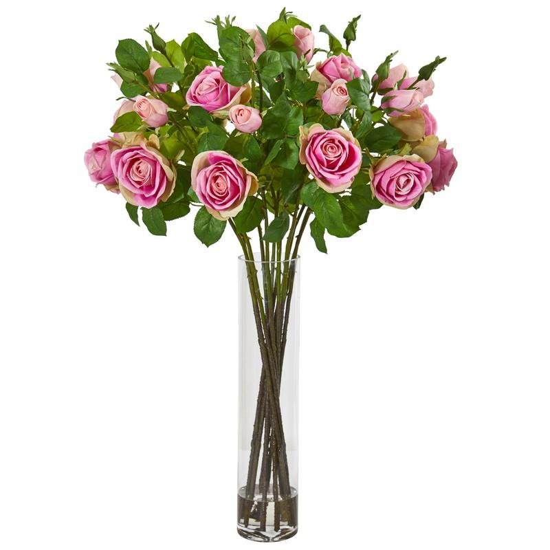 Rose Artificial Arrangement in Cylinder Vase
