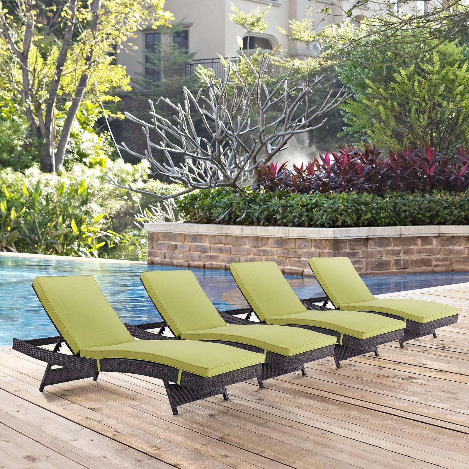 Convene Outdoor Patio Chaise Set of 4 by Modway