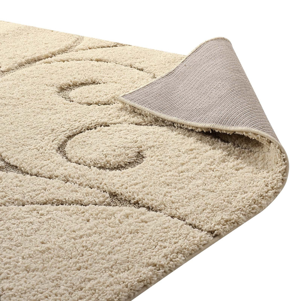 Jubilant Burgeon Scrolling Vine Shag 5x8 Area Rug by Modway