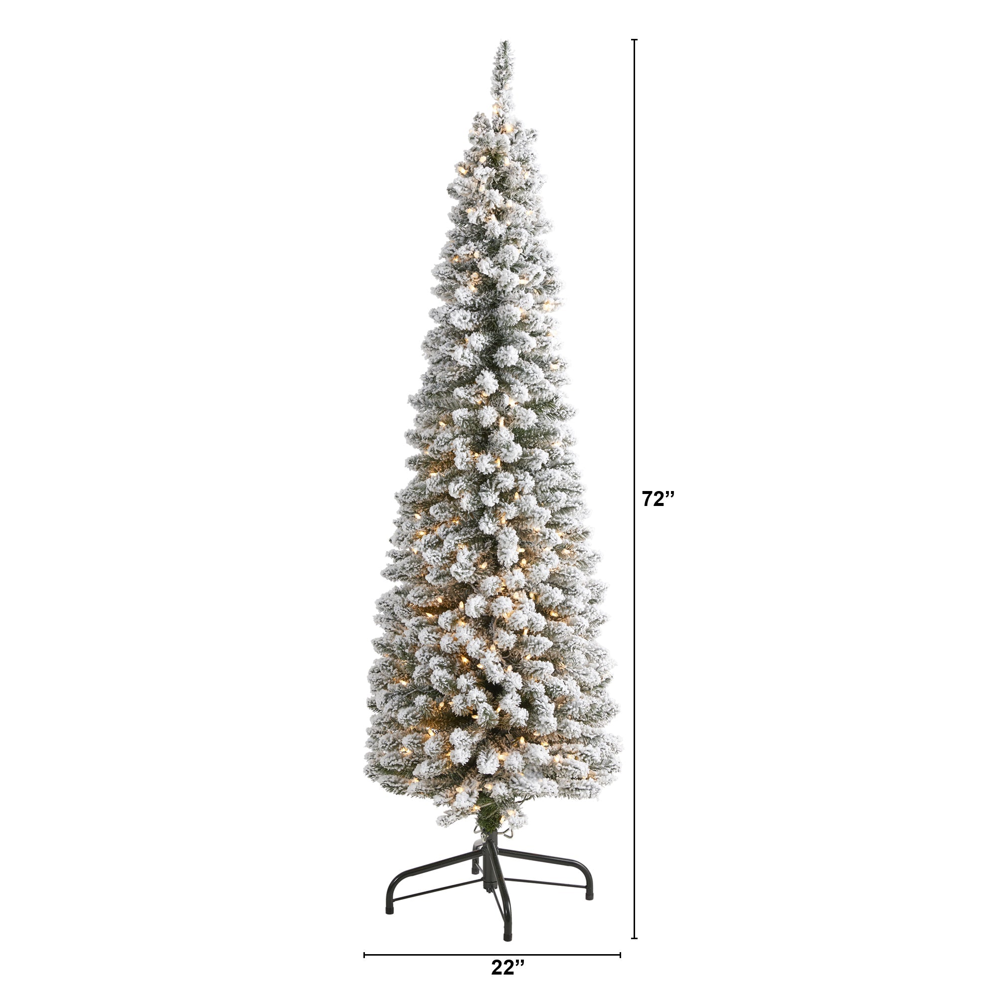 6' Flocked Pencil Artificial Christmas Tree with 300 Clear Lights