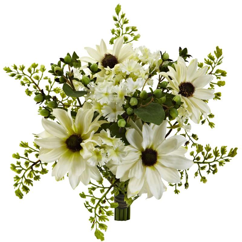 9" Mixed Cream Daisy Artificial Flower Bundle (Set of 3)