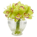 Cymbidium Orchid Artificial Arrangement in Glass Vase