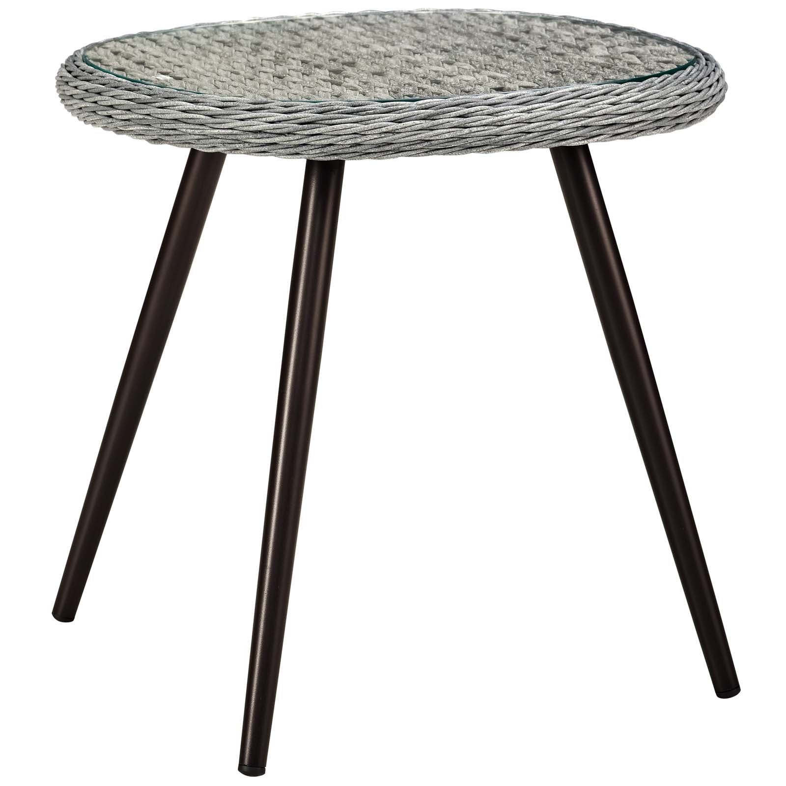 Endeavor 5 Piece Outdoor Patio Wicker Rattan Loveseat Armchair Coffee + Side Table Set by Modway