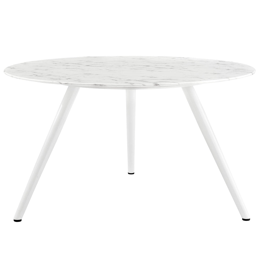 Lippa 54" Round Faux Marble Dining Table with Tripod Base by Modway