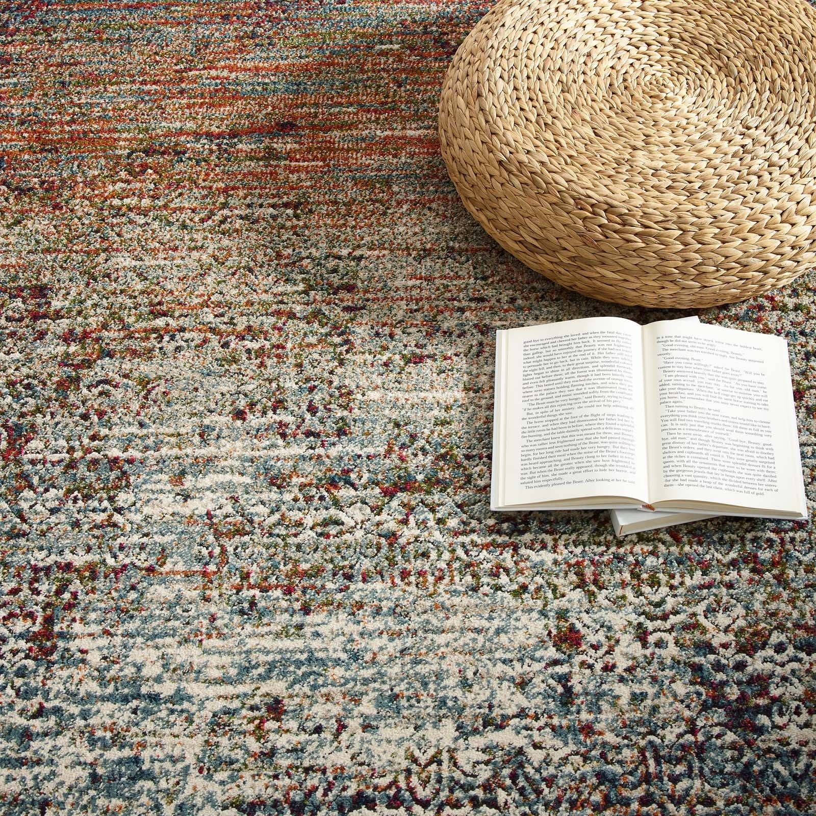 Tribute Jacinda Rustic Distressed Vintage Lattice 5x8 Area Rug by Modway