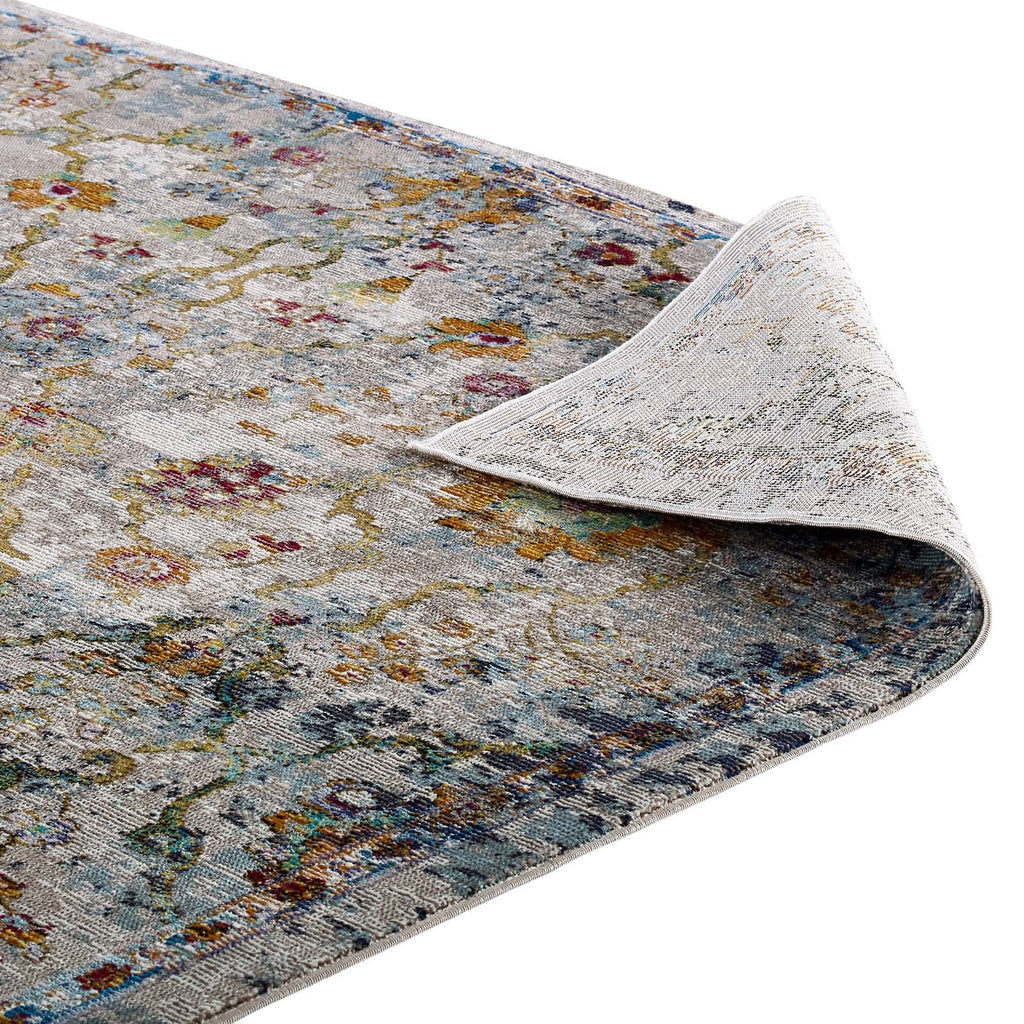 Success Manuka Distressed Vintage Floral Lattice 4x6 Area Rug by Modway