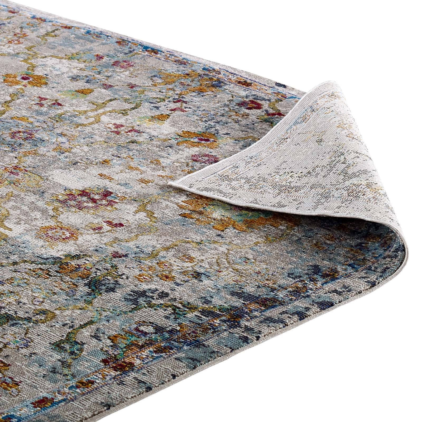 Success Manuka Distressed Vintage Floral Lattice 4x6 Area Rug by Modway