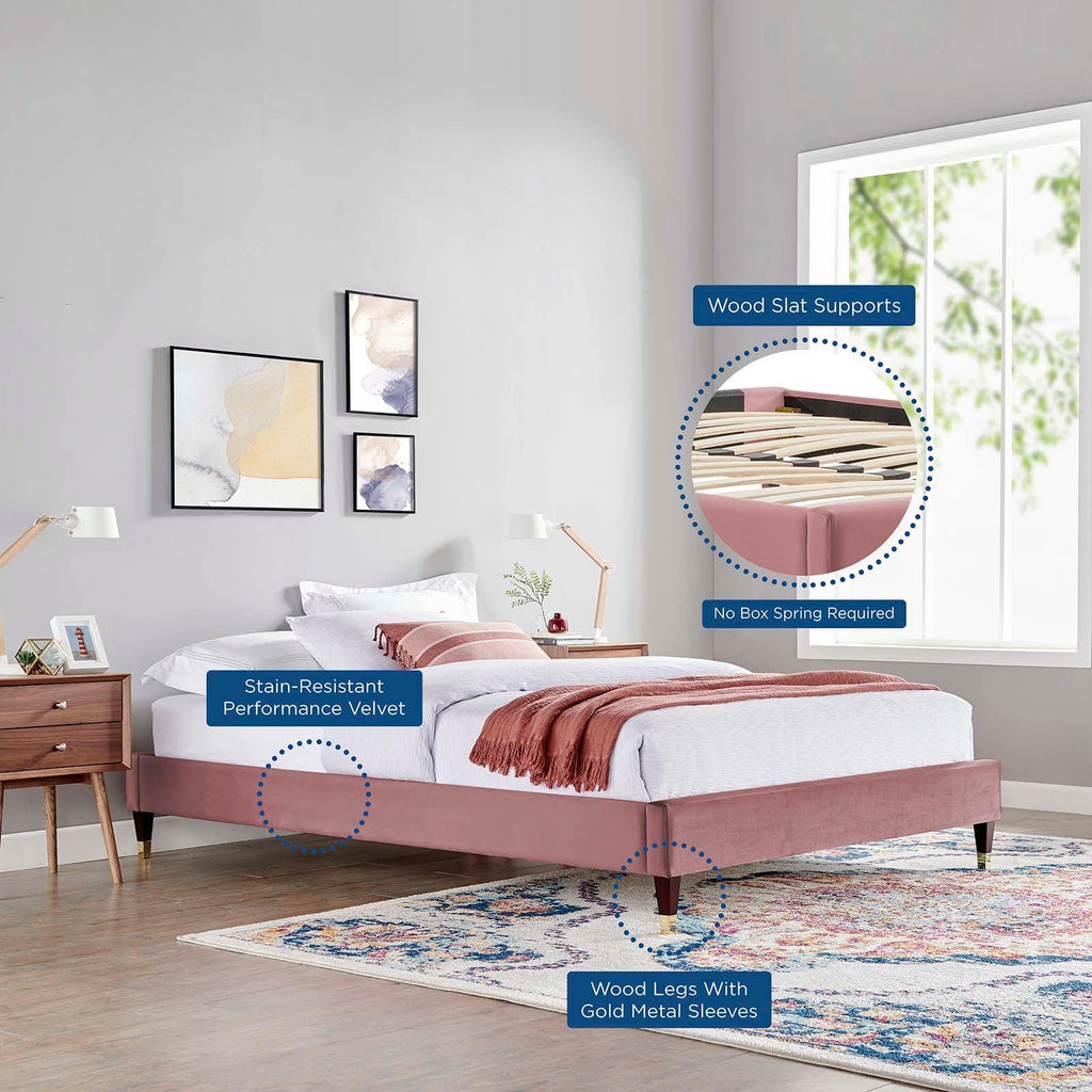 Harlow Performance Velvet King Platform Bed Frame by Modway