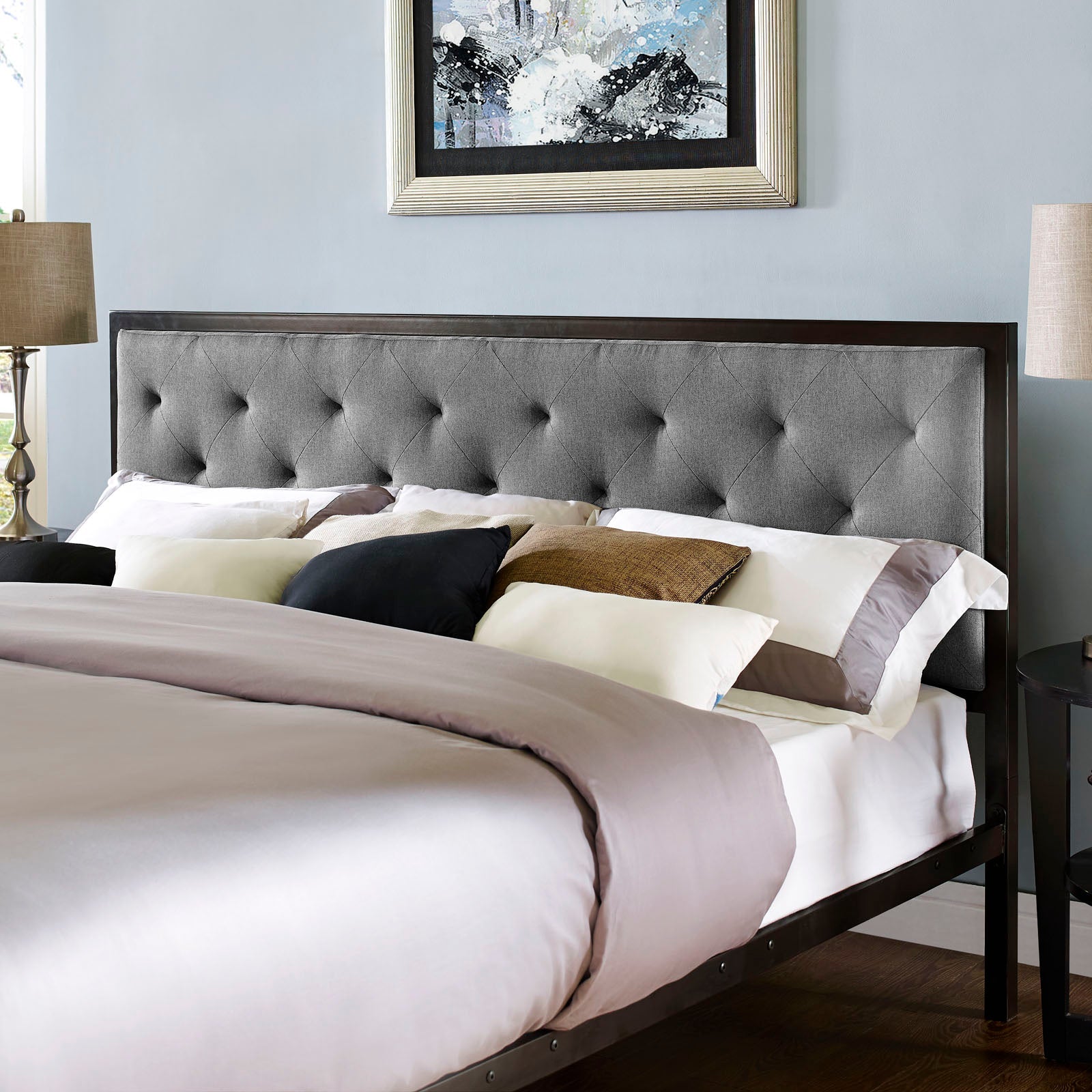 Mia Fabric King Bed by Modway