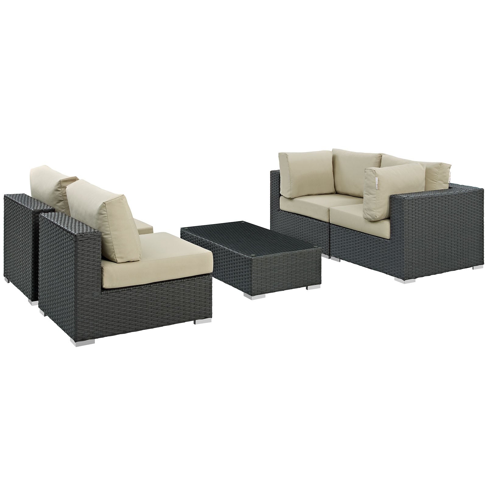 Sojourn 5 Piece Outdoor Patio Sunbrella¨ Sectional Set by Modway