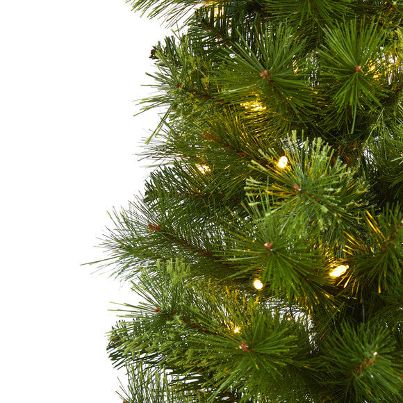 7' Green Pencil Artificial Christmas Tree with 150 Clear LED Lights