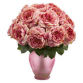 Rose Artificial Arrangement in Rose Colored Vase