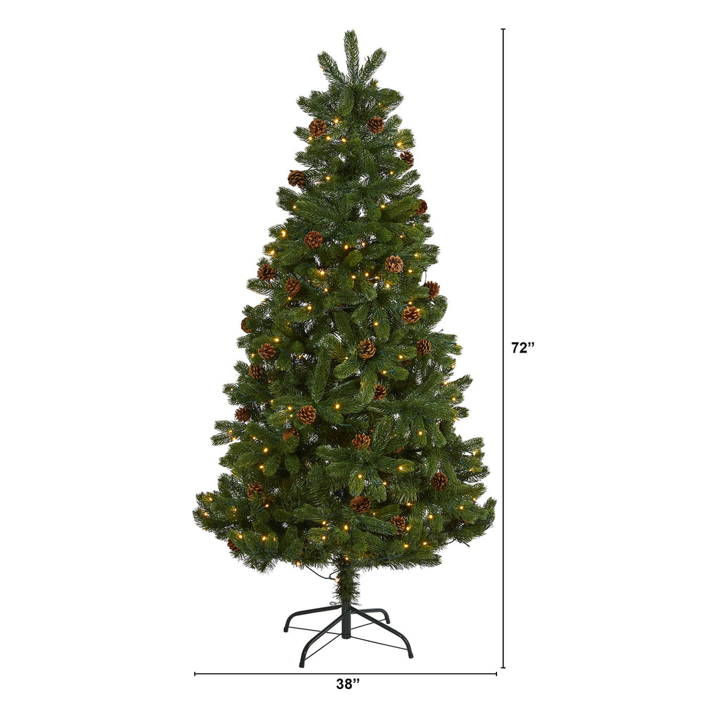 6' Rocky Mountain Spruce Artificial Christmas Tree w/ Pinecones