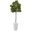 75"  Fiddle Leaf Fig Artificial Tree in White Planter