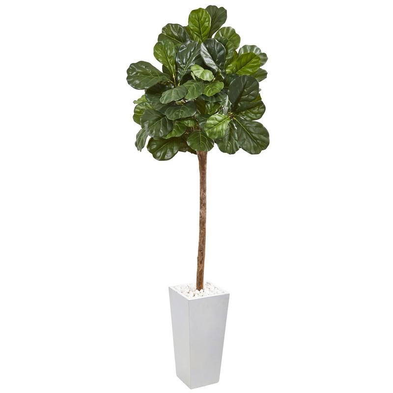 75"  Fiddle Leaf Fig Artificial Tree in White Planter