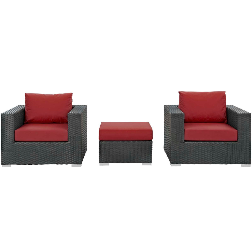 Sojourn 3 Piece Outdoor Patio Sunbrella¨ Sectional Set by Modway
