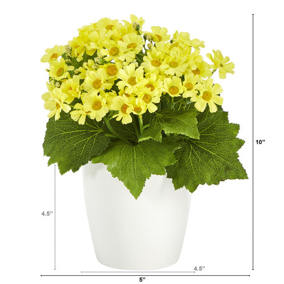 10" Daisy Artificial Plant in White Planter