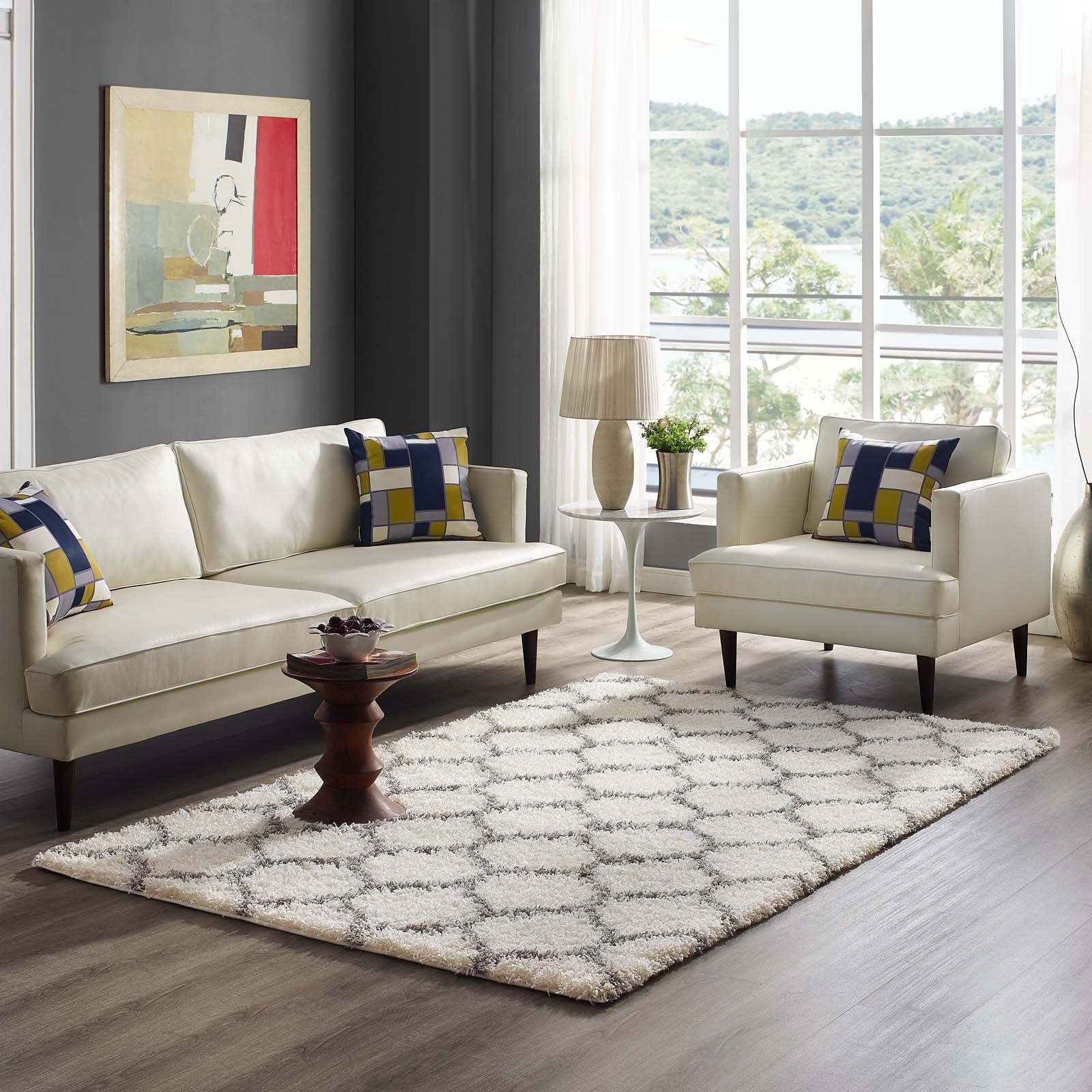 Solvea Moroccan Trellis 5x8 Shag Area Rug by Modway
