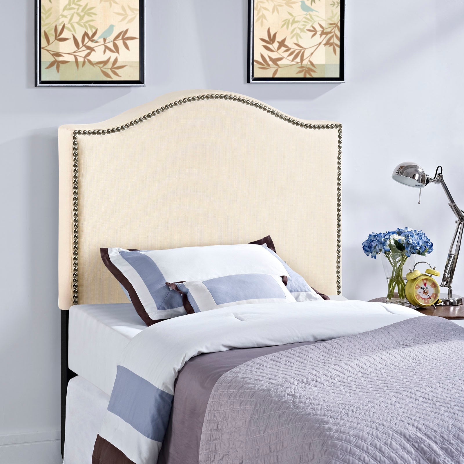 Curl Nailhead Upholstered Twin Headboard by Modway