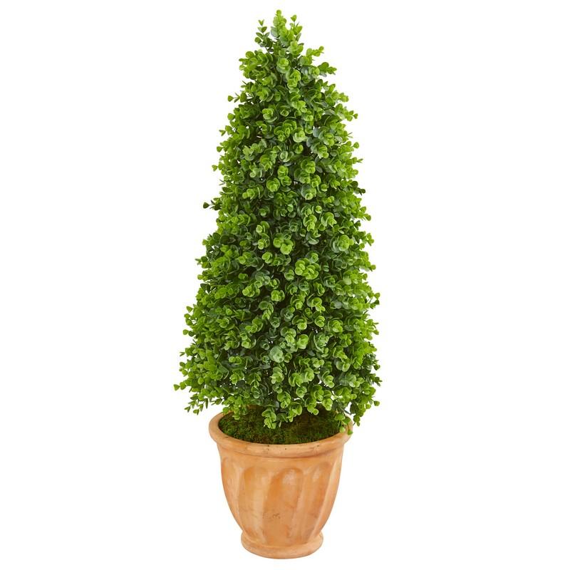 40"  Eucalyptus Cone Topiary Artificial Tree in Terra Cotta Planter