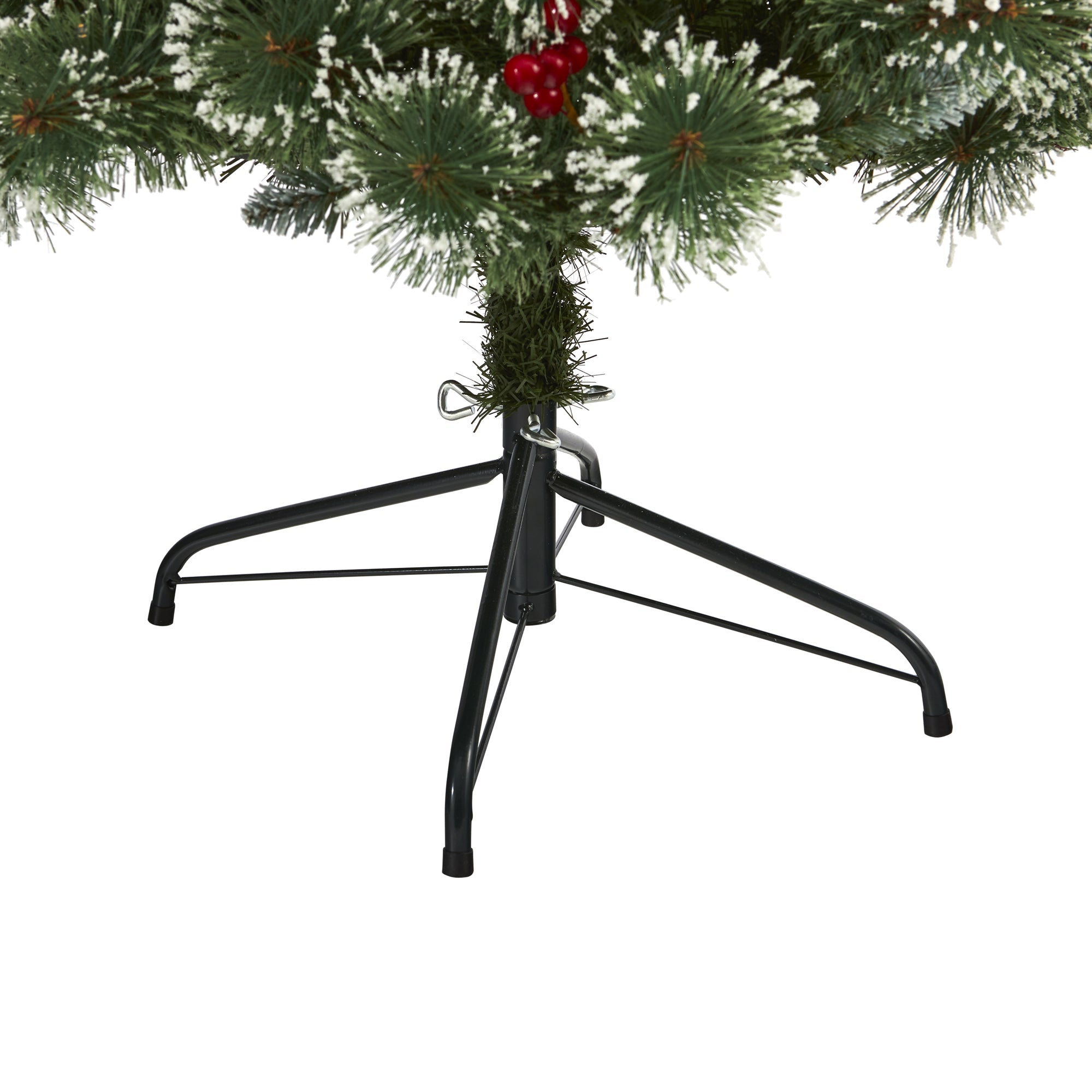 6' Frosted Swiss Pine Artificial Christmas Tree w/ 300 Clear LED Lights & Berrie