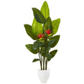 70"  Bird of Paradise Artificial Plant in White Planter (Real Touch)