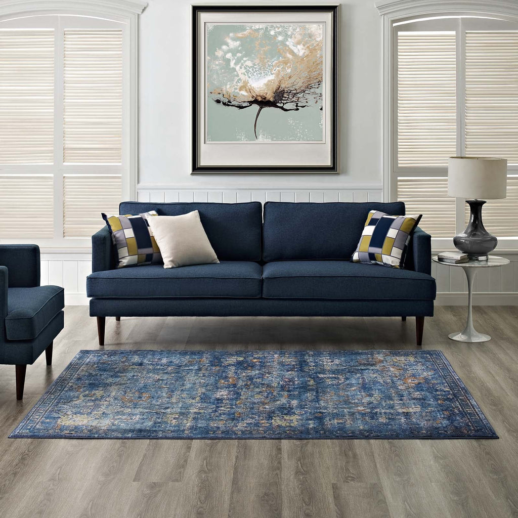 Minu Distressed Floral Lattice 4x6 Area Rug by Modway