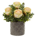 11"  Roses and Eucalyptus Artificial Arrangement in Designer Vase
