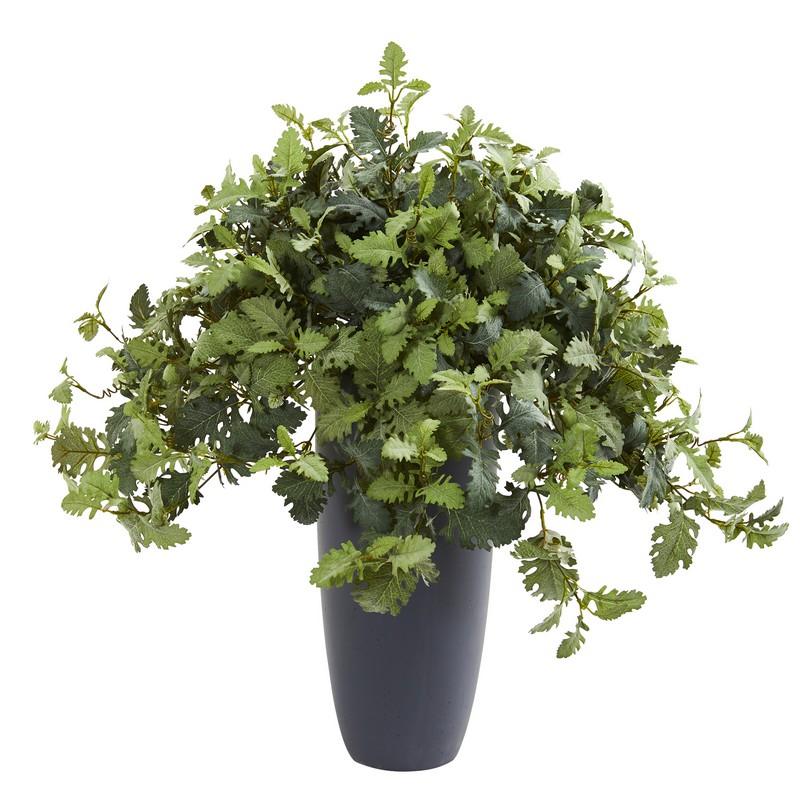 31"  Dusty Miller Artificial Plant in Gray Planter