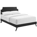 Corene Queen Vinyl Platform Bed with Round Splayed