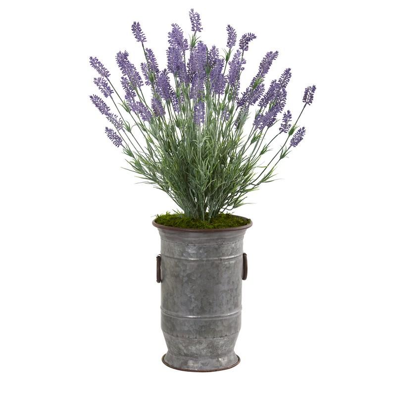 33"  Lavender Artificial Plant in Decorative Metal Planter