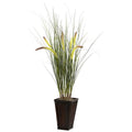 Grass w/Cattails & Bamboo Planter