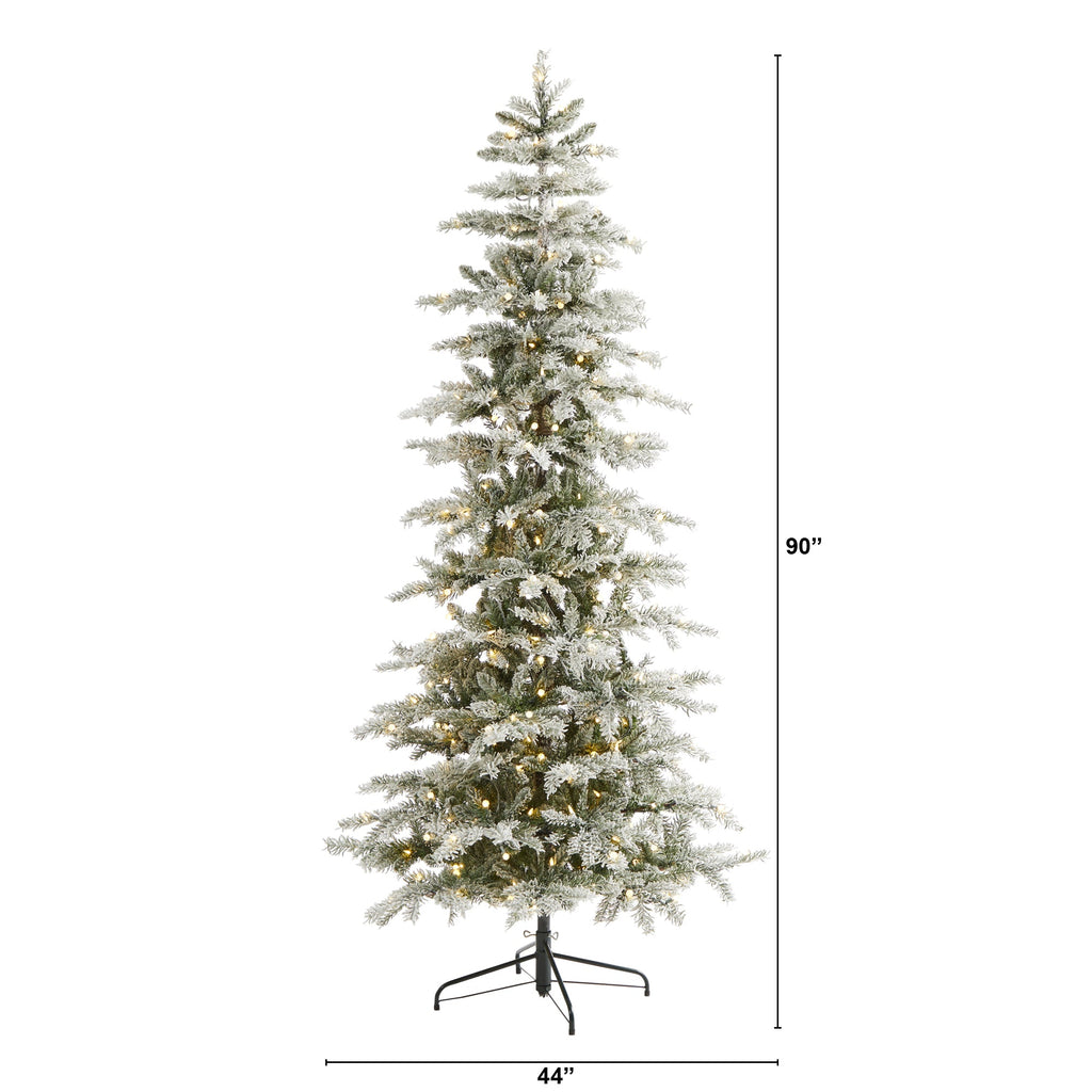 7.5' Slim Flocked Nova Scotia Spruce Artificial Christmas Tree