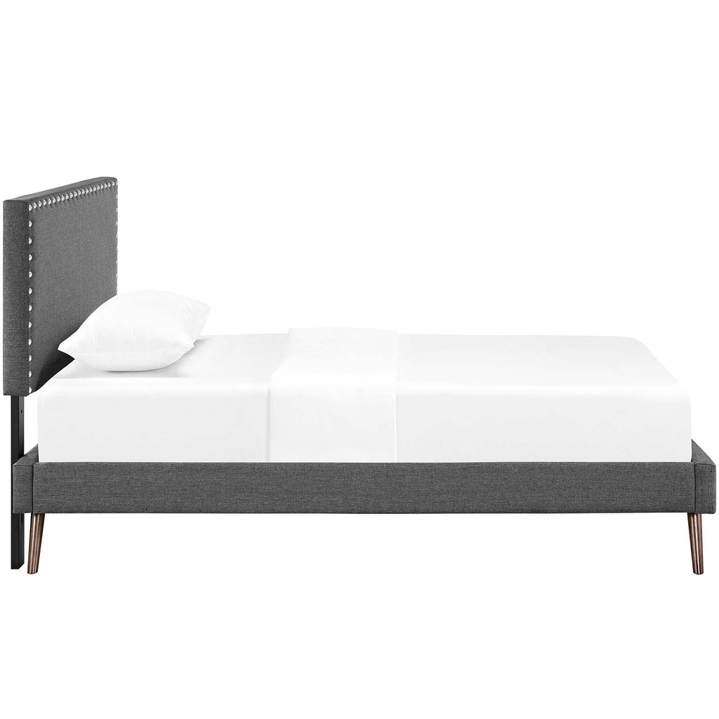 Macie Twin Fabric Platform Bed with Round Splayed
