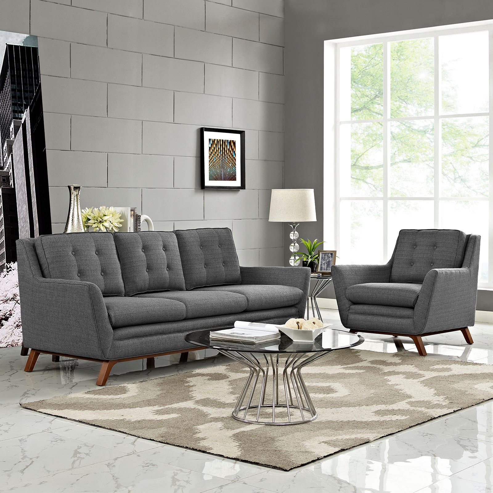 Beguile Upholstered Fabric Living Room Set Set of 2 by Modway