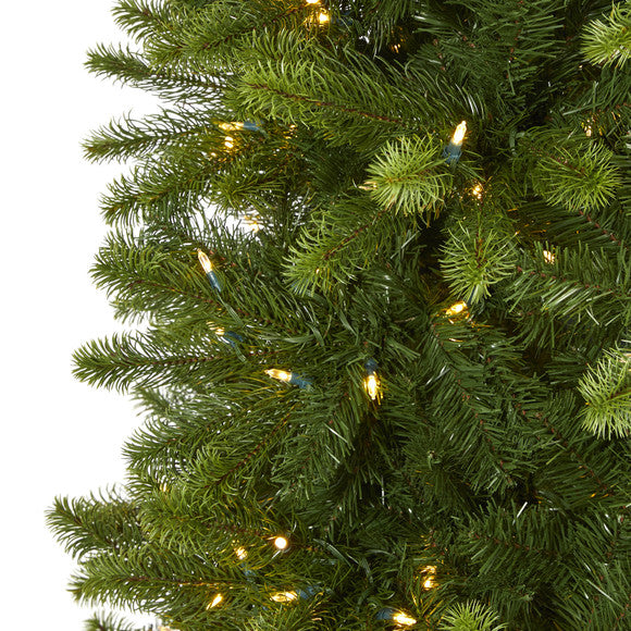 9' Slim Virginia Spruce Artificial Christmas Tree w 750 Warm White LED Lights