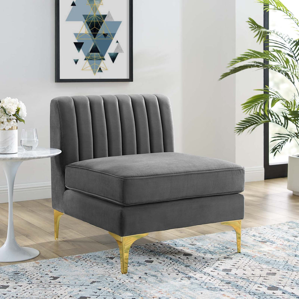 Triumph Channel Tufted Performance Velvet Armless Chair by Modway