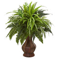 26"  Mixed Greens and Fern Artificial Plant in Decorative Planter